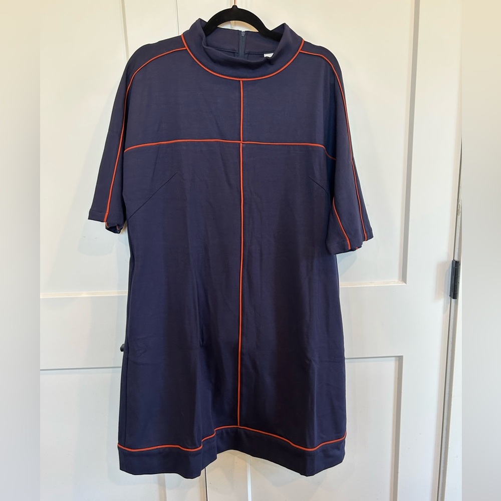 SKFK Tencel Knit Dress With Contrast Piping Pockets SZ 10 NWT